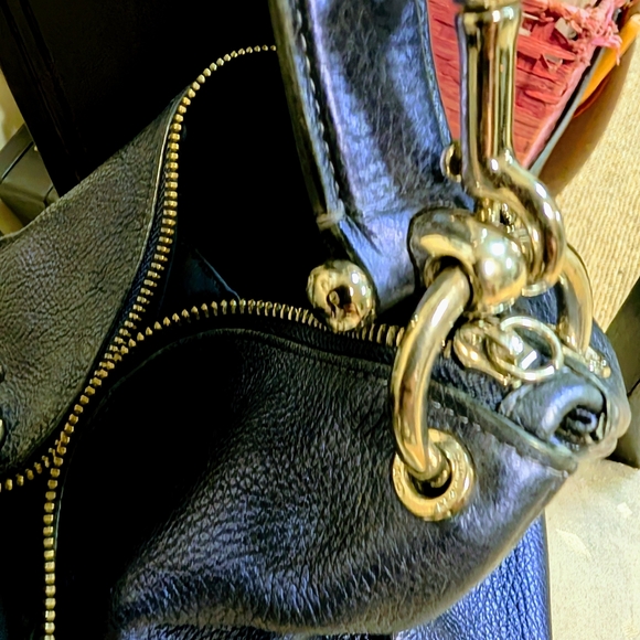 Coach Mia Shoulder Bag Pebble Leather In Navy Blue Silver UPDATED - Picture 11 of 15